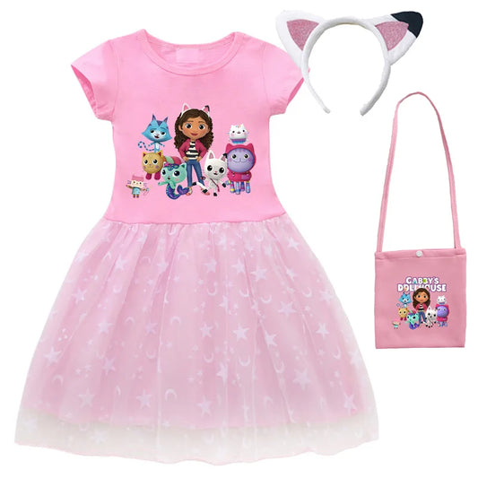 👗 Vestido de Verano Gabby’s Dollhouse – Princesa, Cosplay, con Bolso y Diadema Vestidos Infantiles NovaVitalShop Dress B H CHINA 140