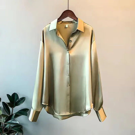Elegancia Coreana – Cárdigan de Primavera con Cuello Solapa y Botones para Mujer (Estilo Minimalista Chic, Talla S–XXL) Camisetas Mujer Oversized NovaVitalShop green M