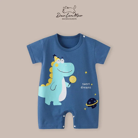 👶 Enteritos de Verano para Bebés – Diseño Cartoon, Manga Corta, 0–2 Años bebe NovaVitalShop DP DeepBlue dinosaur 3M