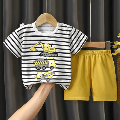 👕 Conjunto de Verano para Bebé – Camiseta y Shorts, Estilo Deportivo Unisex