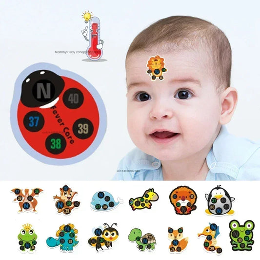 Termómetro Adhesivo Reutilizable para Niños – LCD, Frontal, 5/10 Piezas Termómetro reutilizable para bebé NovaVitalShop