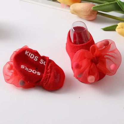 🧦 Medias Antideslizantes para Bebé – Algodón Suave, Moño Decorativo, Primavera/Otoño bebe NovaVitalShop