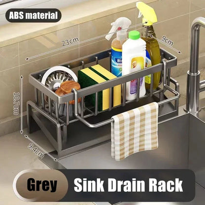 Estante de Cocina Multifuncional – Organizador de Trapos, Especias y Escurridor sin Taladro | Accesorio para Fregadero y Grifo Organizadores de cocinas NovaVitalShop Grey