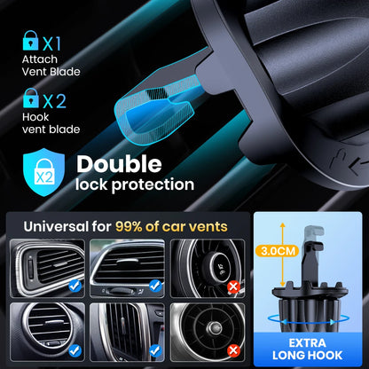 Soporte de Teléfono para Auto TOPK – Montaje por Gravedad en Ventilación de Aire (Compatible con iPhone y Android, 360°) auto NovaVitalShop
