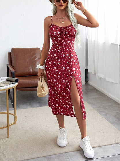 🌺 Vestido Floral de Verano – Tirantes Finos y Abertura Sexy leggings mujer NovaVitalShop