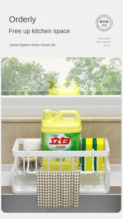 Estante de Cocina Multifuncional – Organizador de Trapos, Especias y Escurridor sin Taladro | Accesorio para Fregadero y Grifo Organizadores de cocinas NovaVitalShop