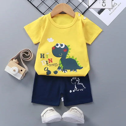 👕 Conjunto de Verano para Bebé – Camiseta y Shorts, Estilo Deportivo Unisex