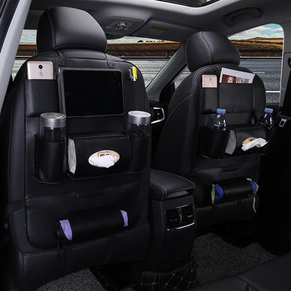 Organizador Plegable de Cuero para Asiento Trasero – Mesa de Comedor, Soporte para Tablet y Bolsillos Múltiples (Universal, Impermeable) Accesorios para auto / Organización inte Mi tienda Business Black
