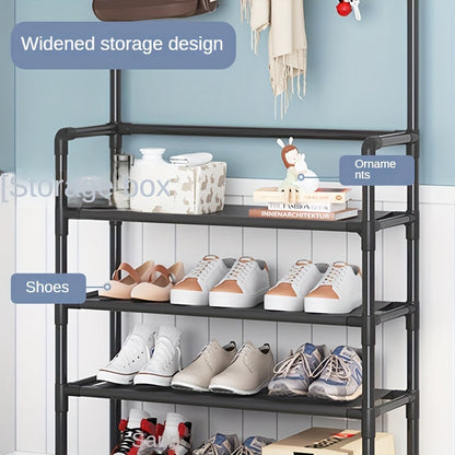 Perchero y Zapatero para Entrada con Ganchos – 1 Pieza Multifuncional de Metal Shoe Racks & Organisers OBA